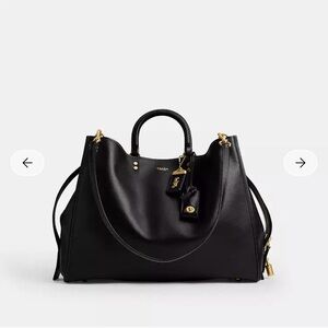 Coach Elegant Black Tote with Gold Details